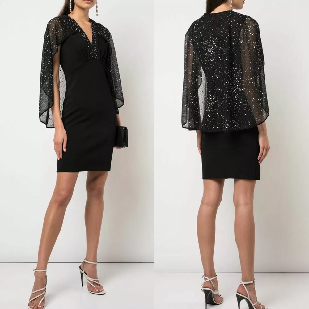 🖤 GIVENCHY Diamante Crystal Cape Knit Dress S 4/6
